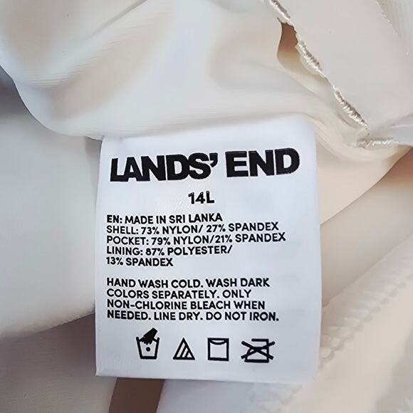 Lands End Black Cream Hawiian Scene Built In Bra One Piece SwimDress Women's 14L - Picture 4 of 4